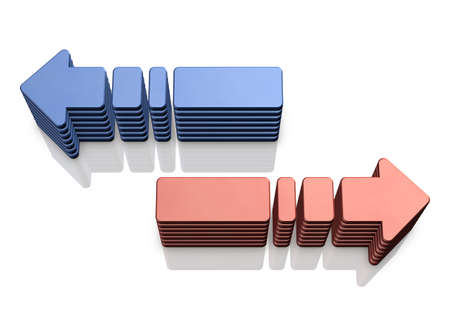 Large arrows pointing to the right and left.  3D illustrationの写真素材