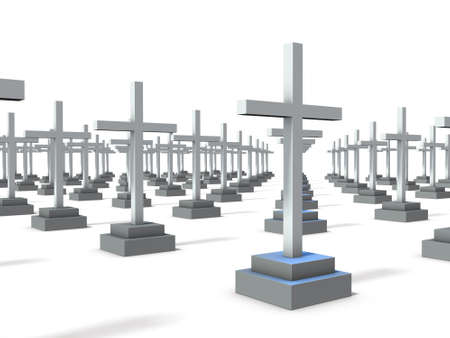 Orderly many lined graves. 3D illustrationの写真素材