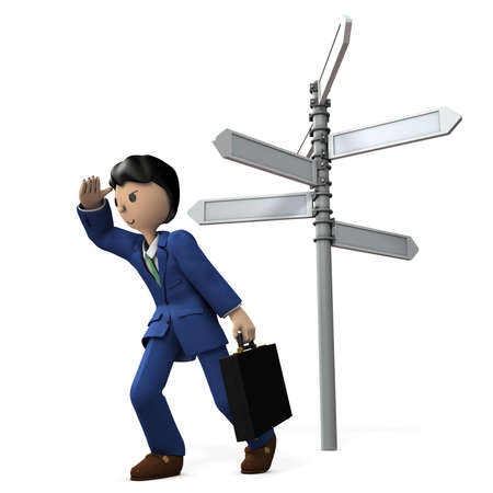 Businessman is lost and drifting in the way. 3D illustrationの写真素材
