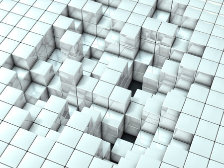 Abstract 3D illustration of surface of destroyed tissue. 3D illustration