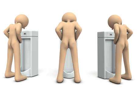 A male character who is urinating. 3D illustrationの写真素材