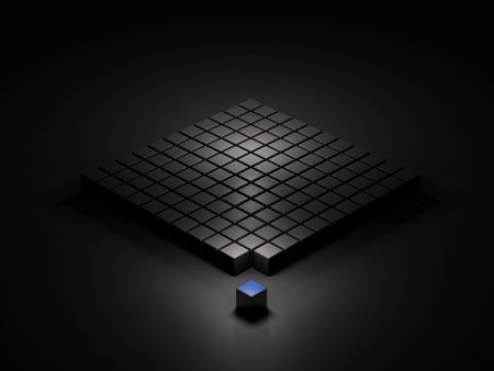 An abstract representing expulsion. Dark background. 3D illustration.