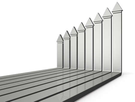 Results that are expected to surge in the future. White background. 3D illustration.の写真素材