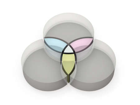 A figure that represents mathematical set . White background. 3D rendering.の写真素材