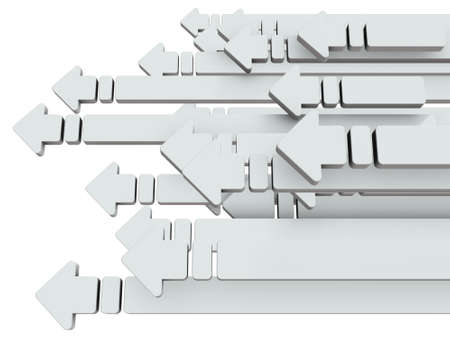 Many arrows going to the left. It's an abstract that represents progress. 3D rendering.の写真素材