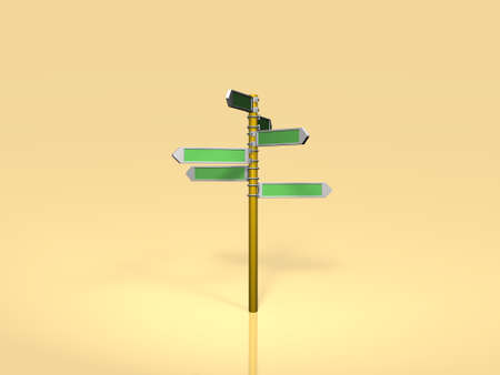 A signpost installed in a large space. 3D rendering.の写真素材