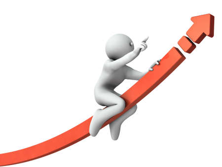 Abstract illustration showing ambition. White background. 3D rendering.の写真素材