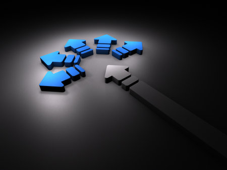 A choice that is urgent in the uncertain future. Black background. 3D rendering.の写真素材