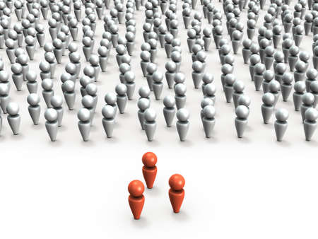 Conflict between majority and minority. White background. 3D rendering.の写真素材
