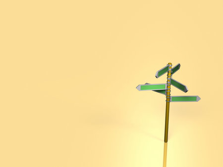 A signpost installed in a large space. 3D rendering.の写真素材