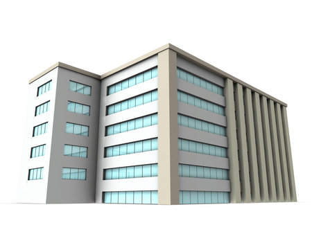 Miniature hospital. Buildings and real estate. White background. 3D rendering.
