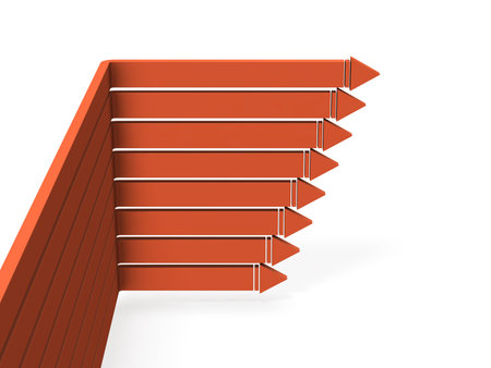 Many arrows that turn right at right angles. It stacks and works together. A concept that represents...