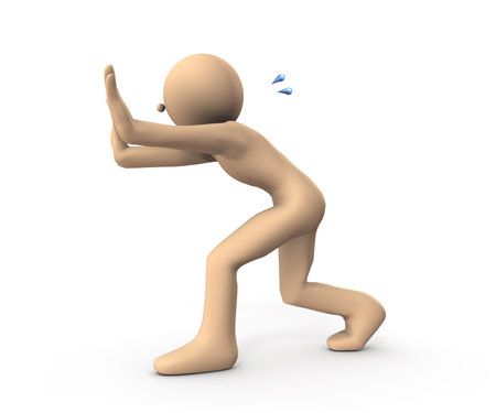 Push back and protect. Reject and resist. Bend over and push against the invisible wall. A person...