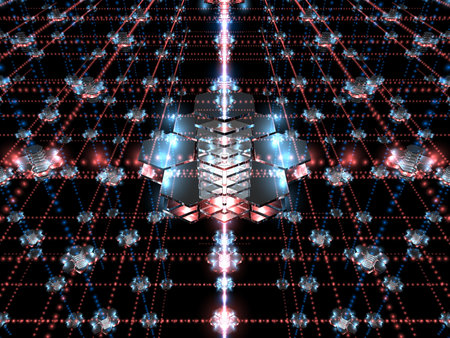 Data array in cyberspace. Digital data storage and networking. Meta verse and information metaphor....
