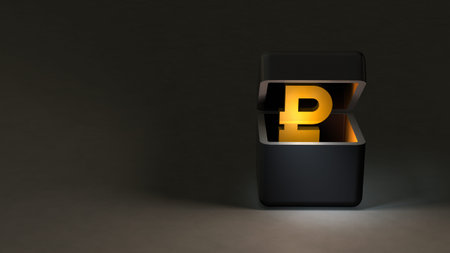 The ruble currency symbol in the dark. A metaphor for savings and bankruptcy. A concept that...
