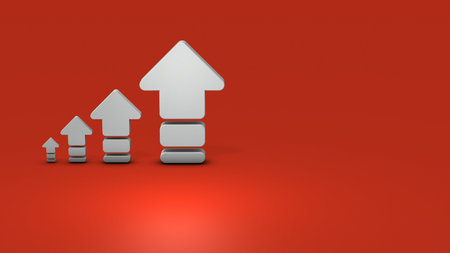 Arrows pointing upwards. An abstract concept representing a gradual increase. evolution and...