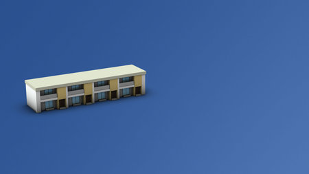 An architectural model of a maisonette type apartment. text space. 3D rendering.