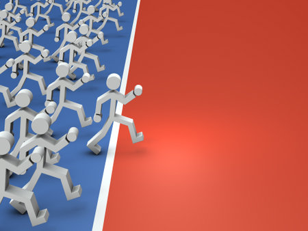 A corps that crosses borders and invades enemy occupied territories. A concept that represents a counterattack and the recapture of territory. high morale army. 3d rendering.の写真素材