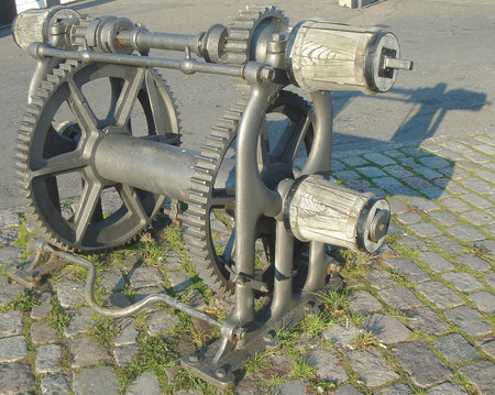 Old winch with wooden capstans