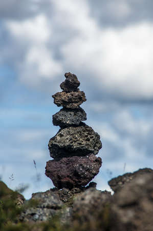 Balanced Stones. Stack of differents pebbles in relaxed sceneの写真素材