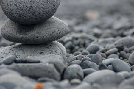 Balanced Stones. Stack of differents pebbles in relaxed sceneの写真素材