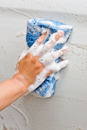 Wash a car in holiday.の写真素材