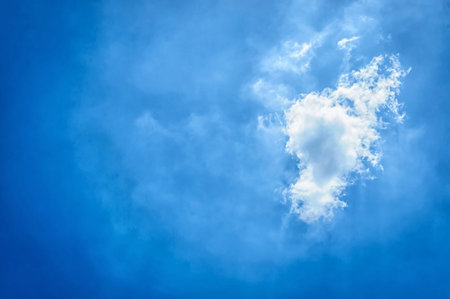 Cloud and blue sky in rainy season.(Soft focus.)