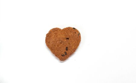 Heart shape cookie and crumb for valentine day,white background.の写真素材