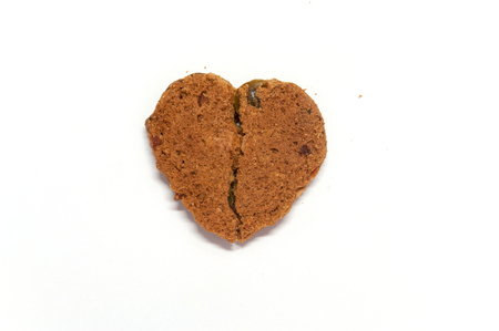 Heart shape cookie and crumb for valentine day,white background.の写真素材