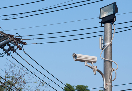 Closed circuit camera in park,selective focus.の写真素材