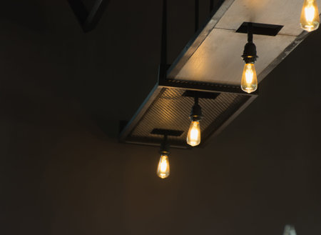 Lamp light in coffee shop.soft focus.