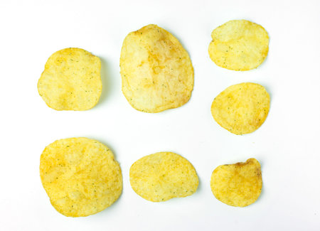 Potato chip on white background.