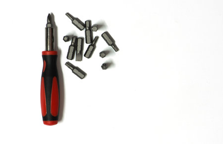 Screwdriver,pliers and other on white background with copy space.