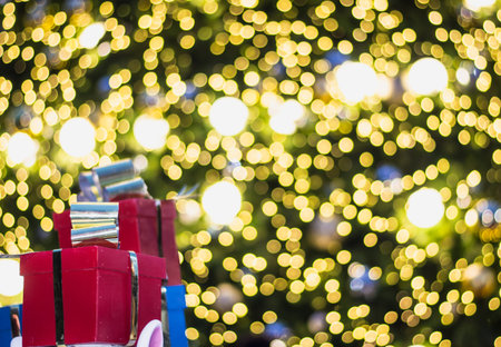 Gift boxes and bokeh background,selective focus.