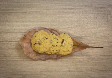 Group of cookie on desk,soft focus.