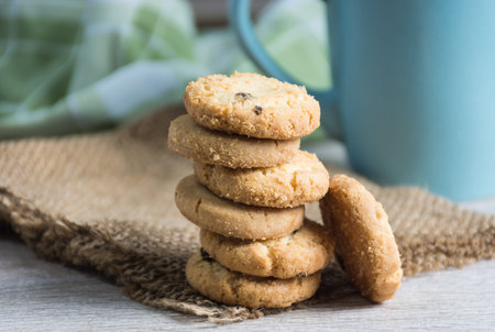 Group of cookie on desk,soft focus.