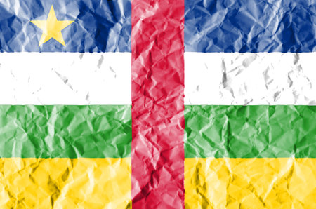 flag painted on crumpled paper background.の写真素材