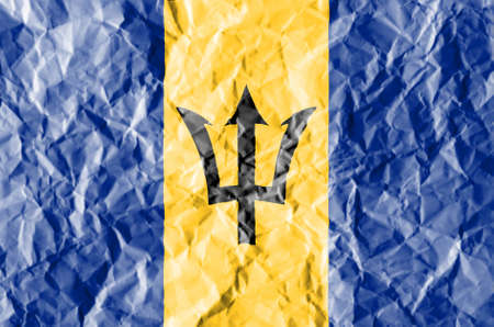 flag painted on crumpled paper background.の写真素材