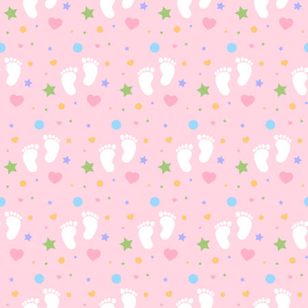 Seamless baby footprints background vector illustrationのイラスト素材