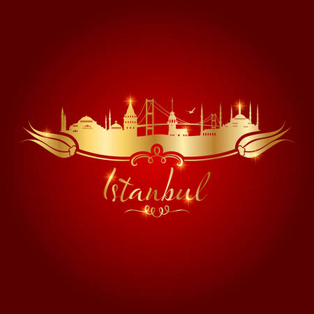 istanbul logo gold on red background vector illustrationのイラスト素材