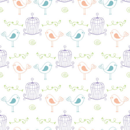 seamless bird pattern vector illustrationのイラスト素材