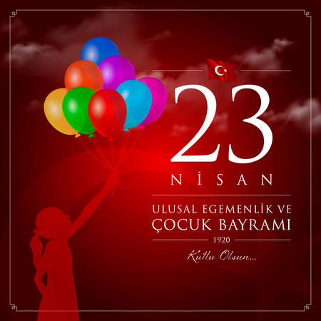 23 April, National Sovereignty and Children's Day celebration card.のイラスト素材