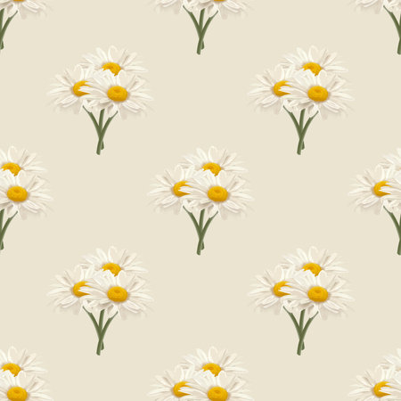 seamless daisy pattern and background vector illustration