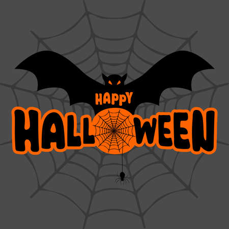 happy halloween background with happy halloween lettering vector illustrationのイラスト素材
