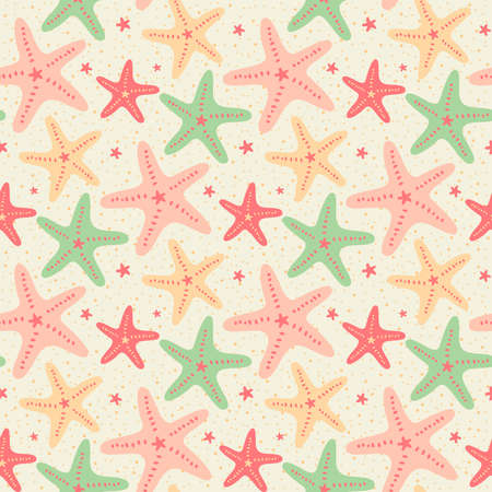 seamless seamless sea star, starfish pattern and background vector illustrationのイラスト素材