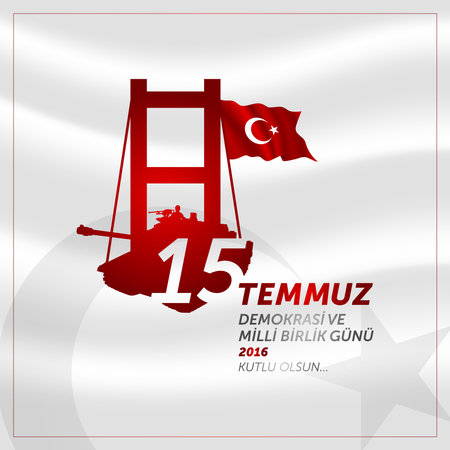 15 july democracy and national unity day vector illustration. (15 July, The Democracy and National Unity Day of Turkey celebration card.)のイラスト素材