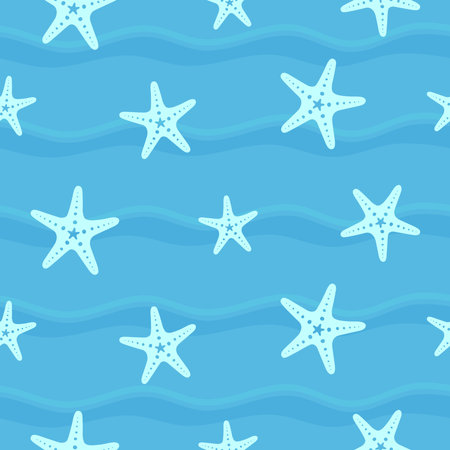 seamless seamless sea star, starfish pattern and background vector illustrationのイラスト素材