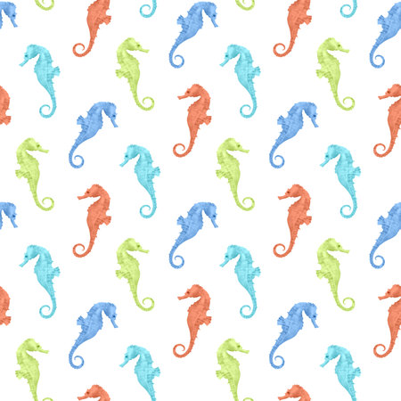 seamless seahorse pattern and background vector illustrationのイラスト素材