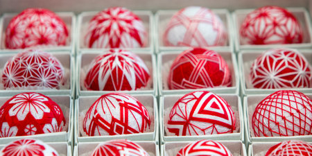Temari balls are a folk art form that originated in China and was introduced to Japan around the 7th century A.D. "Temari" means "hand ball" in Japanese. Embroidered balls may be used in handball games.のeditorial素材