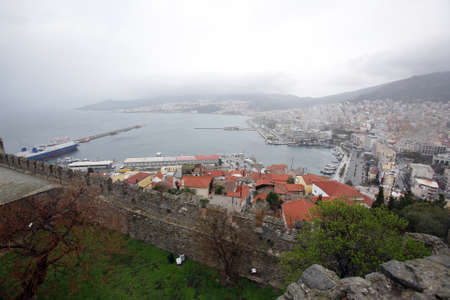 A view of the coast city Kavala in Greece.の写真素材